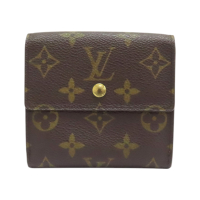 【二手名牌BRAND OFF】LOUIS VUITTON LV 路易威登 棕色 原花 帆布 三折 短夾 M61652