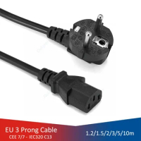 EU Power Cord IEC C13 Power Adapter 2/3/10m Extension Cable For Dell Computer PC Monitor HP Printer Projector DJ Studio Lights