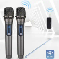 Wireless Microphone System Kits With 3.5mm Adapter Receiver Handheld Karaoke Microphones Home Party Meeting Speaker W68 Mic
