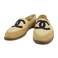 【二手名牌BRAND OFF】CHANEL 香奈兒【再降價】米色 皮革 草編鞋 #36