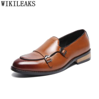 Double Monk Strap Shoes Formal Leather Shoes For Men Italian Business Shoes Men Zapatos Oxford Hombre Sapatos Masculino Social