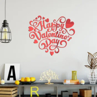 Valentines Day Wall Sticker Romantic Heart-shaped Mirror Decal Acrylic Decals for Couple Living Room Decorations Festival Supply