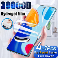 1/4Pcs Hydrogel Film For Redmi Note 12 10 11 9 S Pro Plus Turbo 5G Screen Protector A1 10 12C 10C 9A 9C Note 11S 8 7 10S 8T Pro