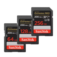 Original New SanDisk Extreme PRO SD Card 64GB 128GB 256GB 200MB/s Carte SD SDXC Class10 C10 U3 V30 4K UHD For Camera SD Card 32G