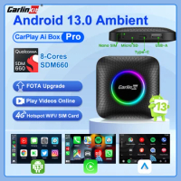 CarlinKit Portable Magic TV Box Android 13 CarPlay AI Box Qualcomm SDM660 8-Core Android Auto Wireless CarPlay Car Video Box GPS