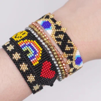 Beaded bracelet Devil's eye Originality Heart Design Star Hand knitting Bohemia Adjustable Tide Simple Rice bead bracelet set