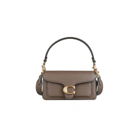 【COACH】Tabby 20經典C金屬LOGO簡約鵝卵石紋路皮革手提斜背包(深石灰色)