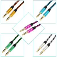300pcs 1m Nylon Aux Cable 3.5mm to 3.5 mm Male to Male Jack Auto Car Audio Cable Gold Plug Kabel line Cord For Iphone huawei
