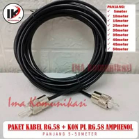 PAKET KABEL ANTENA PLUS KONEKTOR PL MALE RG58 AMPHENOL PANJANG BERVARIASI 30 meter