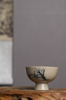 德馨閣原創設計手繪青花草木灰釉品杯茶杯小眾設計老味年代感