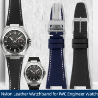 Nylon Leather Watchband for IWC Engineer Watch Notch Strap IW500501 IW378507 IW322703 Series Black Sport Canvas Watch Strap
