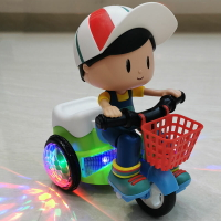 抖音網紅特技三輪車0-1一2歲有聲會動兒童寶寶男女孩電動跳舞玩具