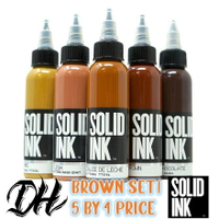 TAIWAN DH TATTOO SUPPLY:美國SOLID INK膚色套裝(咖啡色常用五色套裝)BROWN SET~