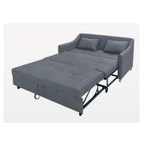文創集 卡本納灰色科技布前拉式沙發椅/沙發床-167x92x98cm免組