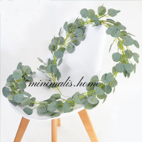Daun Juntai Plastik Uang Silver Dollar Artificial Pot Panjang 2m