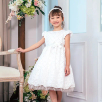 【ANNY’S 安妮公主】質感格紋燒花春夏款公主袖花苞洋裝(2120白色)