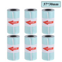 6 Rolls Printable Sticker Paper Roll Direct Thermal Paper Self-adhesive 57*30mm for PeriPage A6 Thermal Printer PAPERANG P1/P2