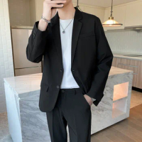 Men's Clothing Spring Men's Blazer Solid Oversize Loose Fitting Korean Male Suit Jacket Trendy Casual Luxury Blazer Coat for Men