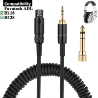 6.35mm Spring Coiled Replacement Stereo Audio Cable Extension Music Cord Wire for Furutech ADL H118 H128 Headphones