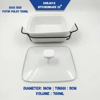 Basi Bulat dan Segi Putih Polos Keramik Porcelain 600ML, 700ML | Sanjaya Kitchenware 23 BASI PERSEGI