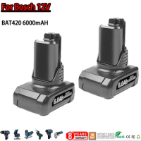 For Bosch 12V/10.8V 3.0AH/4.0AH/6.0AH Li-ion Replacement Battery BAT420 BAT411A BAT412A GBA 1Cordless Power Tools for Bosch 12V