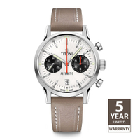 TITONI瑞士梅花錶 傳承系列 X Café Racer 雙眼計時機械錶 熊貓錶 (94020 S-ST-680)-銀面皮帶/41mm