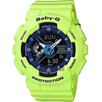 CASIO 卡西歐 Baby-G 運動雙顯手錶 送禮推薦-螢光綠 BA-110PP-3A
