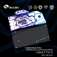 Bykski I-GNA770-X GPU Water Block Use for GUNNIR Intel Arc A770 Flux 8G OC Video Card /Full Cover With backplane Copper Radiator