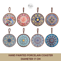 Hand Painted Porcelain Coaster 17 cm Tatakan Gelas Cangkir Mug Teh Kopi Teko Piring Mangkok Keramik