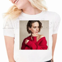 Sarah Paulson Women Summer Short Sleeve Fashion Print Lady T-shirts Top T Shirt Ladies Womens Graphic Female Tee T-Shirt