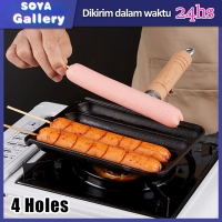 Panci Cetakan Sosis Bakar Portable 4 Tabung Hot Dog Grill Alat Panggang Sosis Anti Lengket untuk Dap