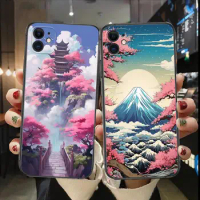 Japanese Sakura Pagoda Phone Case For Apple IPhone 13 12 11 14 15 Pro Max Mini SE XR X XS Max 6S 8 7 plus New Fashion Covers