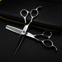 9Cr18MoV Professional Left-Handed Hairdressing Scissors Tooth Scissors Flat Shear Stainles Steel Haircut Salon Hairdressing Tool