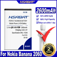 HSABAT BV-6A 2600mAh Battery for Nokia Banana 2060 3060 5250 C5-03 8110 4G Batteries