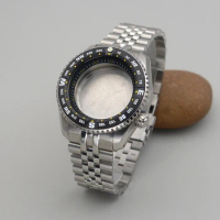 43.77mm Silver Watch Cases With Strap Fits Seiko Prospex LX SNR025 For NH36 NH35 Movements Watch Repair Replace Parts