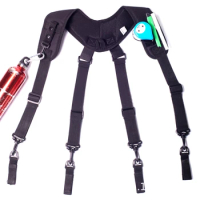 Tactical-Suspenders X Type Tactics Braces Practical Adjustable Equipage for w/ Keychain Tactical-Belt Harness for Duty B