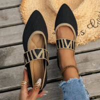 New Flat Pointed Toe Ballet Flats Soft Sole Knitted Wool Maternity Shoes Boat Shoes Casual Comfortab