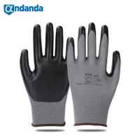 Andanda 1 Pair Work Gloves Security Protection Nitrile Gloves Smooth Working Gloves for Construction Gardening Gloves