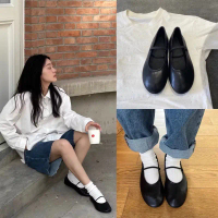 BO BÉO STUDIO | GIÀY ĐẾ BỆT ROW LEATHER BALLET VIBE HÀN QUỐC QUAI CHUN