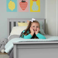 Twin Bed Wood Bed Frame with Headboard For Kids with Trundle Slatted camas para niñas kids furniture