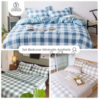 SET BEDCOVER GENDUT AESTHETIC MURAAH!! | POLY MICRO | MOTIF KOTAK BESAR / EMILY | ELFARRA.ID
