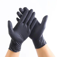 10pcs/20pcs Black Nitrile Gloves Thickened Disposable Gloves for Cleaning Hairdressing Waterproof Dishwashing Tattoo Gloves