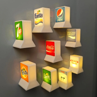 Creative Beverage Magnetic Fridge Magnet Mini Coke Sprite Magnet Decoration 3D Stereo Light-Up Sign 