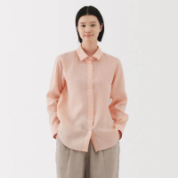【MUJI 無印良品】女亞麻水洗標準領長袖襯衫(共7色)
