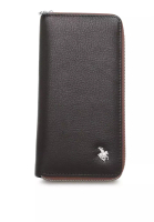 Swiss Polo Men's Genuine Leather RFID Zipper Long Wallet - Brown