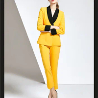 Tesco Shawl Lapel Women Business Suits 2 PCs (Jacket+Pants)Women Pantsuit Office Style Female Trouser Suit Custom Made