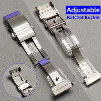 Adjustable Ratchet Buckle Clasp 316L Stainless Steel Slide Fine Tuning Watch Strap Pull Button for Seiko for Citizen 18 20 22mm