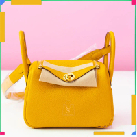 Tas Selempang Wanita Lindy Mini Kulit Jeruk Premium Kuning 20 cm dengan Pengencang Berseleting