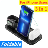 3 in 1 Wireless Charger Foldable For iPhone 14 13 12 11 XR 8 Pro Max Apple Watch 8 7 6 5 Airpods Pro Fast Charging Dock Station