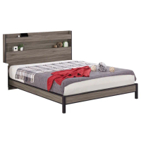 【Hampton 漢汀堡】多瓦爾灰橡色5尺雙人床組(雙人床/床頭片/床架)
